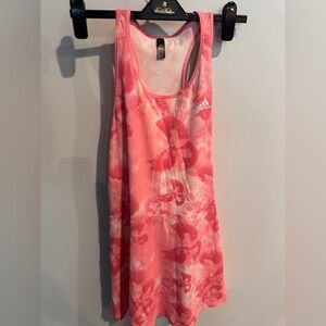 Adidas Womens Dress floral Tie And Dye Racer Neck Size L Pink and White#411
